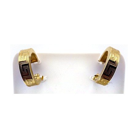Pendientes aros greca de oro 18k